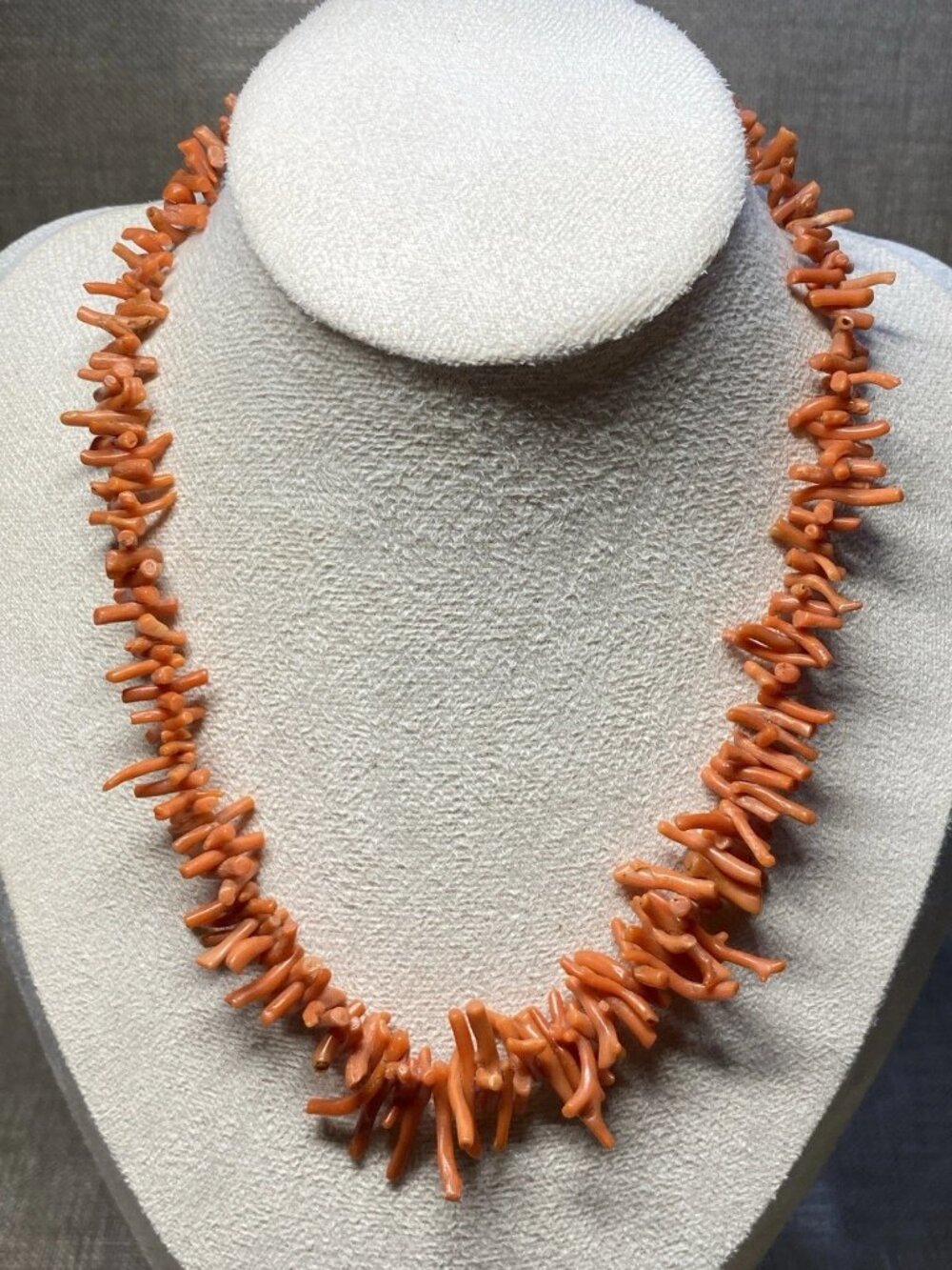 Vintage 1960s Coral Necklace Natural Branch Coral 16” Silver Clasp